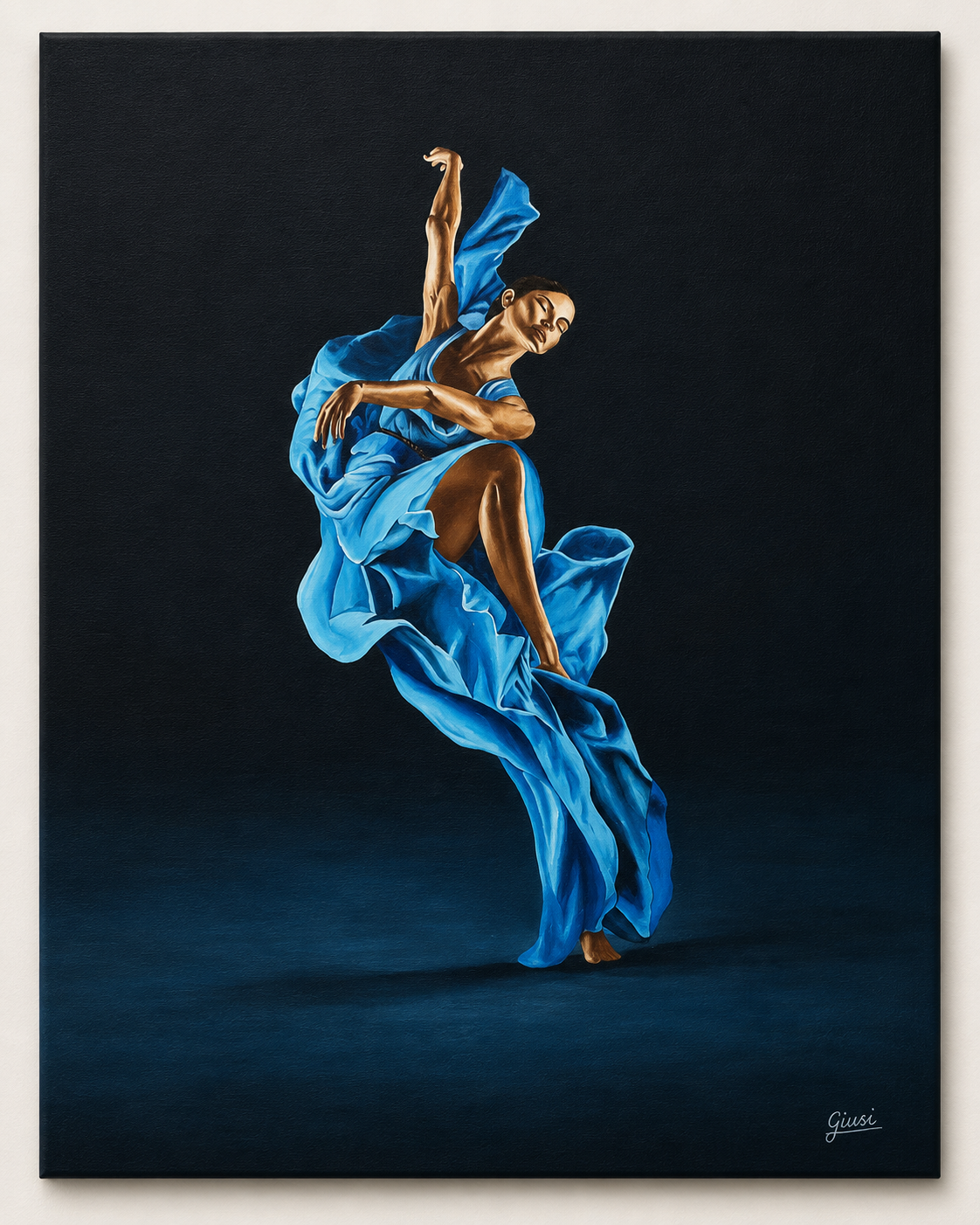 Tänzerin in blauem Kleid